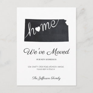 カンザス·チャルクボード·州·マップ移動ポストカード 案内ポストカード