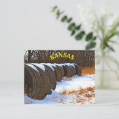 カンザス・ヘイバレス雪とフィールドのポストカード ポストカード (スタンド正面)
