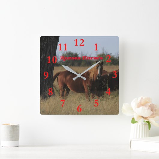 カンザス·ホースの壁掛け時計 スクエア壁時計 (ホーム)