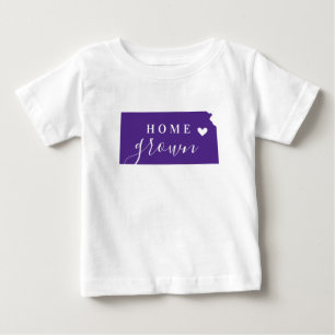 カンザス ホームグロウン   パープル＆ホワイト ベビーTシャツ