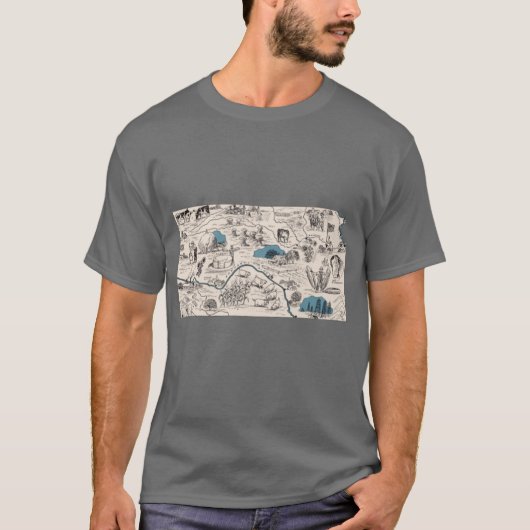 カンザス ヴィンテージ 絵地図 オーバーサイズ Tシャツ (正面)