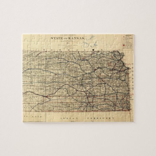 カンザス(1884年)のヴィンテージの地図 ジグソーパズル (横)