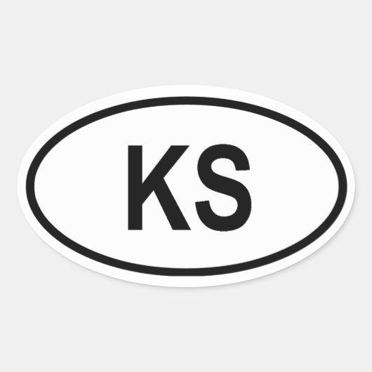 カンザス「KS」 楕円形シール (正面)