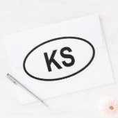 カンザス「KS」 楕円形シール (封筒)