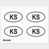 カンザス「KS」 楕円形シール (シート)