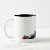 カンジダalbicansのWireframeの顕微鏡の概観 ツートーンマグカップ (左)