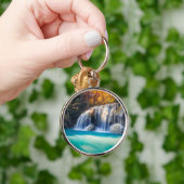 カンジャナブリ州タイのエラワンの滝 キーホルダー (手)