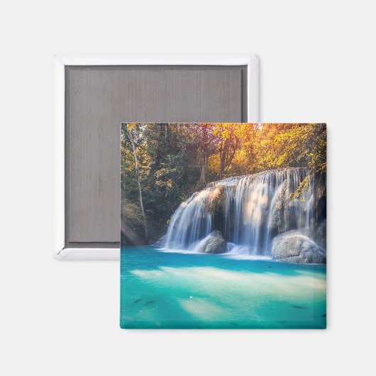カンジャナブリ州タイのエラワンの滝 マグネット (正面/裏面)