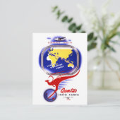 カンタス帝国航空ヴィンテージのポスター復元 ポストカード (スタンド正面)