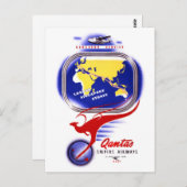 カンタス帝国航空ヴィンテージのポスター復元 ポストカード (正面/裏面)