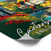 カンタベリーイングランドアートヴィンテージ旅行イラストレーション ポスター (角)