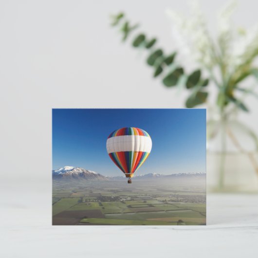 カンタベリー州メスベンの近くの熱気球3 ポストカード (スタンド正面)