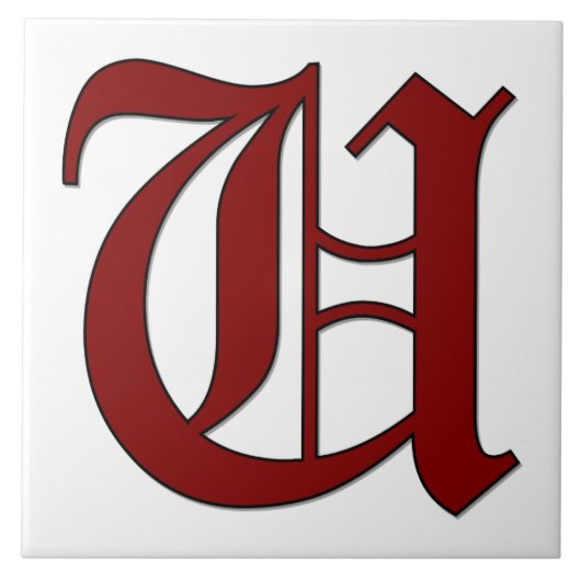 カンタベリー文字Uの赤いモノグラムタイル タイル (正面)