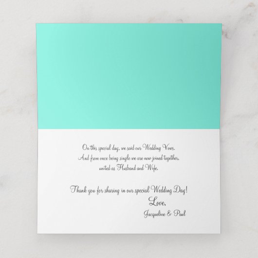 カンタルーペ結婚ブルーのテーブル番号 プレイスカード (内部開封)