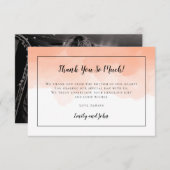 カンタロープオレンジ色の水彩黒写真結婚ズ サンキューカード (正面/裏面)