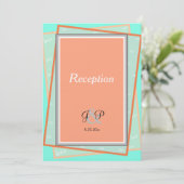 カンタロープブルージオメトリックモノグラム披露宴 招待状 (スタンド正面)