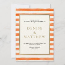 カンタロープ ウォーターカラー ストライプ & ゴールド レタリング