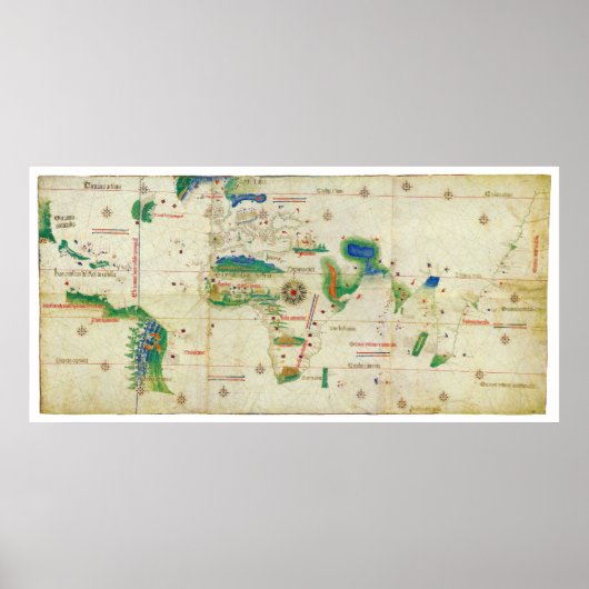 カンティーノ平面圏世界地図(1502) ポスター (正面)