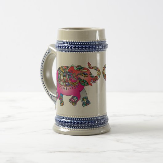 カンディカラフルピンクエレファントマグビアスタイン ビールジョッキ (正面左)
