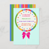 カンディランド棒つきキャンデー誕生日招待状 招待状 (正面/裏面)