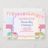 カンディランド·キャンディ·テーマの誕生日パーティー 招待状 (正面)