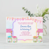 カンディランド·キャンディ·テーマの誕生日パーティー 招待状 (スタンド正面)