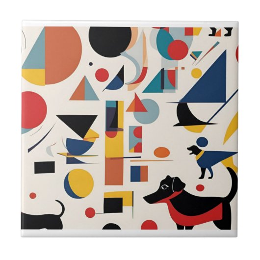 カンディンスキーのアート&ドッグ愛好家/ タイル (正面)