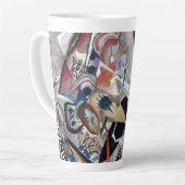 カンディンスキーのグレー抽象芸術作品 カフェラテマグ (左アングル)