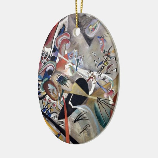 カンディンスキーのグレー抽象芸術作品 セラミックオーナメント (左)