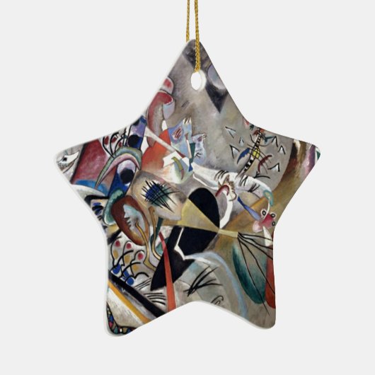 カンディンスキーのグレー抽象芸術作品 セラミックオーナメント (右)