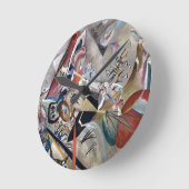 カンディンスキーのグレー抽象芸術作品 ラウンド壁時計 (傾斜)