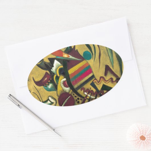 カンディンスキーのポイント抽象芸術絵画キャンバス 楕円形シール (封筒)