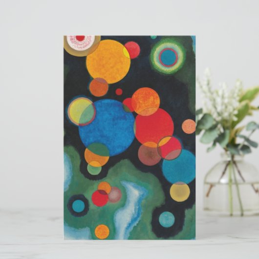 カンディンスキーの抽象的な油彩画「深まった衝動」 便箋 (スタンド正面)