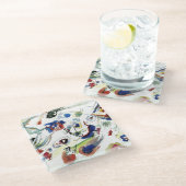 カンディンスキーの抽象芸術絵画作品 ガラスコースター (アングル)