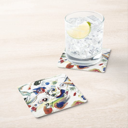 カンディンスキーの抽象芸術絵画作品 スクエアペーパーコースター (インサイチュ)