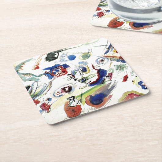 カンディンスキーの抽象芸術絵画作品 スクエアペーパーコースター (アングル)