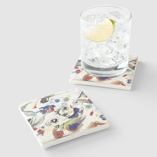 カンディンスキーの抽象芸術絵画作品 ストーンコースター (横)