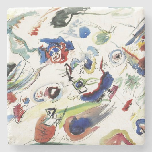カンディンスキーの抽象芸術絵画作品 ストーンコースター (正面)