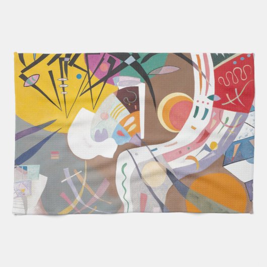 カンディンスキーの支配曲線抽象芸術 キッチンタオル (横)