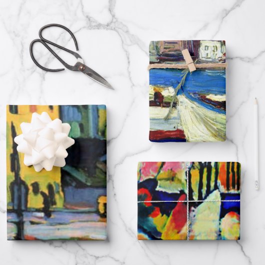 カンディンスキーの有名なアートワーク ラッピングペーパーシート (正面)