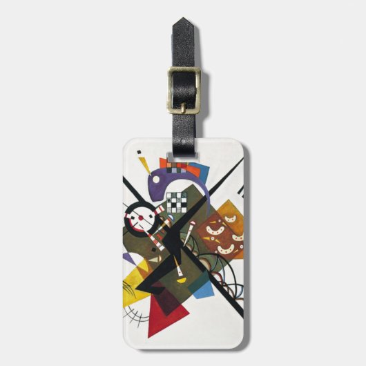 カンディンスキーオンホワイトツー絵画抽象芸術 ラゲッジタグ (正面縦)