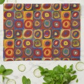 カンディンスキーカラフルクアドレート キッチンタオル (折り畳み)