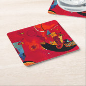 カンディンスキーミットアンドゲゲンレッド抽象芸術絵画ズ スクエアペーパーコースター (アングル)