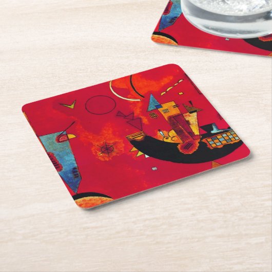カンディンスキーミットアンドゲゲンレッド抽象芸術絵画ズ スクエアペーパーコースター (アングル)