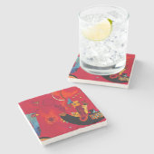 カンディンスキーミットアンドゲゲンレッド抽象芸術絵画ズ ストーンコースター (横)