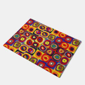 カンディンスキーモダンの正方形の円カラフル形 ドアマット (アングル)