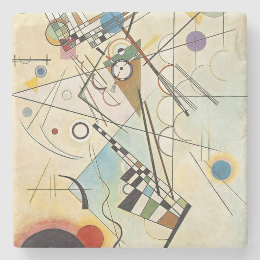 カンディンスキーモダンアブストラクト表現主義アートワーク ストーンコースター (正面)