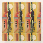 カンディンスキーモダン抽象芸術絵画のアートワーク ガラスコースター (正面)