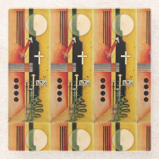 カンディンスキーモダン抽象芸術絵画のアートワーク ガラスコースター (正面)