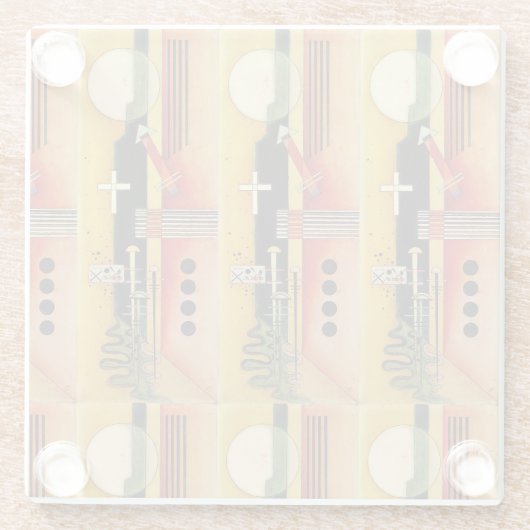 カンディンスキーモダン抽象芸術絵画のアートワーク ガラスコースター (裏面)